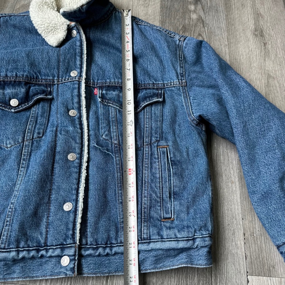 Levi's Sherpa Lined Denim Trucker‎ Jacket Blue Men's Small - Picture 5 of 6